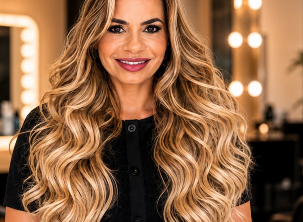 Andréia em seu ateliê de mega hair